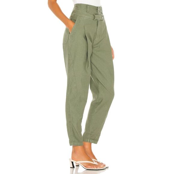 Frame Green Pants Womens Size 30 High Rise Cropped Trousers - Picture 1 of 14